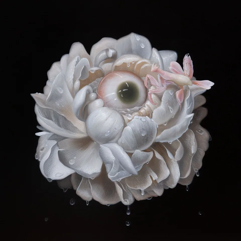 A symbolic composition exploring light and concealed forms.